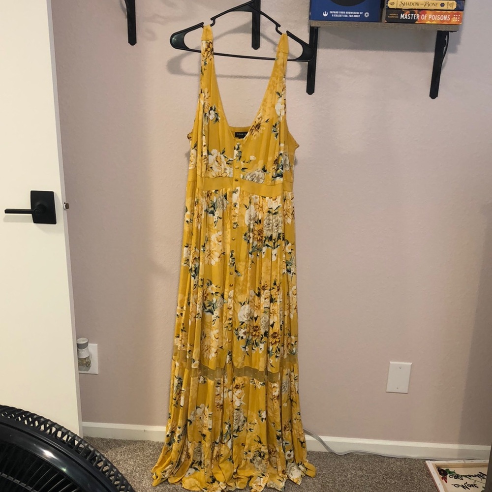 Yellow floral print dress